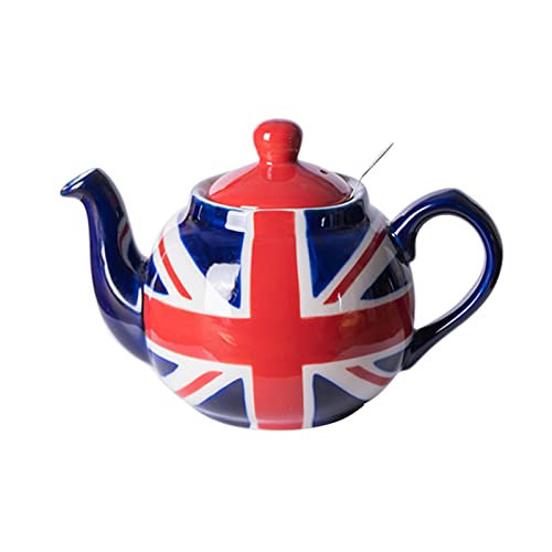 London Pottery Teekanne mit Teesieb, Keramik, handbemalt, Union Jack, limitierte Auflage, 2 Tassen (600 ml) von London Pottery