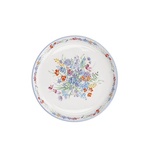 London Pottery Viscri Meadow Kuchenteller, Keramik, Mandel-Elfenbeinweiß/Kornblumenblau, 20 cm von London Pottery