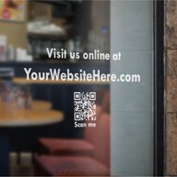 Besuchen Sie Uns Online Website Und Qr_Code | Business Cafe Friseur Ladenbesitzer Fenster Tür Vinyl Aufkleber in 24 Farben Erhältlich von LondonDecal