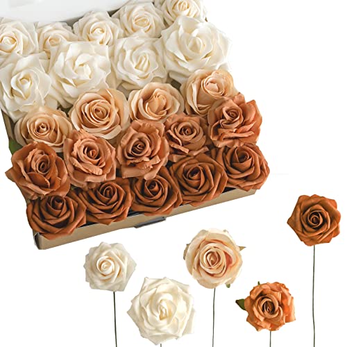 Lookein Künstliche Blumen Box Set 5 Stil Blumen für DIY Hochzeit Dekoration Blumenstrauß Tisch Tafelaufsätze Gangbogen Blumendekoration Brautdusche Party Home Decor Charming Terracotta von Lookein