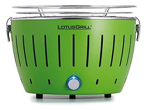 LotusGrill S Small Kompakt Limettengrün der raucharme Holzkohle-/Tischgrill Stromversorgung via USB-Anschluß oder Powerbank. Für Camper, Wanderer und auf dem Boot geeignet von LotusGrill