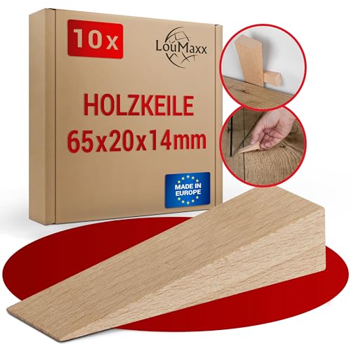 LouMaxx 10er Set Holzkeile klein aus Buche natur - Keile Holz 65x20x14 mm - Robuste Hartholzkeile als Türkeil Holz, Montagekeile & Verlegkeile – Holzkeil made in Europe – Holzkeile Hartholz LouMaxx 10er Set Holzkeile klein aus Buche natur - Keile Holz 65x20x14 mm - Robuste Hartholzkeile als Türkeil Holz, Montagekeile & Verlegkeile – Holzkeil made in Europe – Holzkeile Hartholz von LouMaxx