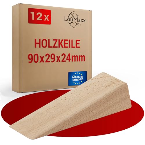 LouMaxx 12er Set Holzkeile klein aus Buche natur - Keile Holz 90x29x24 mm - Robuste Hartholzkeile als Türkeil Holz, Montagekeile & Verlegkeile – Holzkeil made in Europe – Holzkeile Hartholz LouMaxx 12er Set Holzkeile klein aus Buche natur - Keile Holz 90x29x24 mm - Robuste Hartholzkeile als Türkeil Holz, Montagekeile & Verlegkeile – Holzkeil made in Europe – Holzkeile Hartholz von LouMaxx