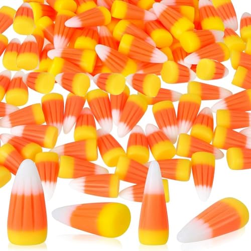 Loufy 50 PCS Halloween Harz Candy Corn Künstliche 3D Candy Mais Perlen Harz Fall Faux Mais Scrapbooking Verzierungen von Loufy