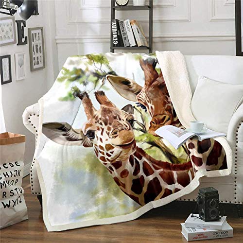 Loussiesd Giraffe Kuscheldecke Zoo Tier Thema Flanell Fleecedecke Für Jungen Teenager Kinder Safari Wildtiere Drucken Wohndecke 220x240cm Tierwelt Natur Giraffe Decke für Stuhl Bürobett Wohndecke von Loussiesd