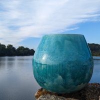 Aqua Crystalline Keramik Vase | Handgemachte Übertopf Getöpfertes Porzellan Rad Keramikschale Geworfen von LoveHandleClay