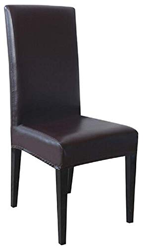 LoveLegis Stretch Kunstleder Stuhlbezug mit Rückenlehne - wasserdicht - Bezug - waschbar - elastisch - Schutz - Küche - Esszimmer - Zuhause - Möbel - 1 Stück - braune Farbe von LoveLegis