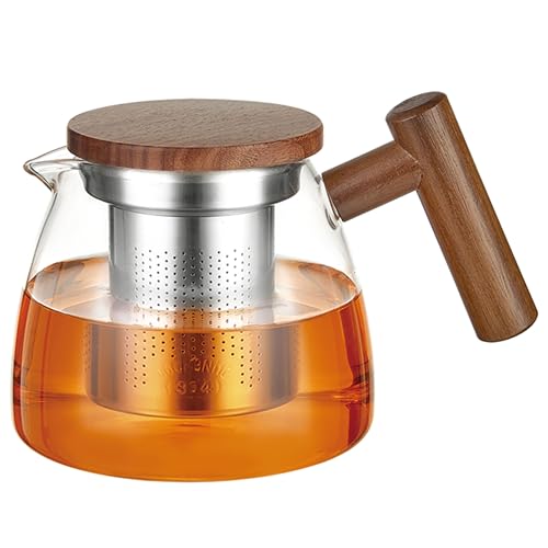 Lovegrace Glas Teekanne 730ml mit Holzdesign und Edelstahlsieb - Elegantes Brüherlebnis für losen Tee und blühenden Tee Kunstvolle Tee-Momente von Lovegrace