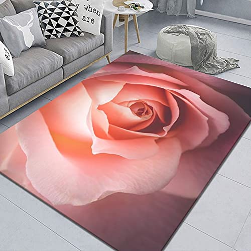 Outdoor Teppich Wetterfest Rosa Orange Blumen Teppich Wohnzimmer Schlafzimmer Weich Teppiche rutschfeste Carpet Waschbar für Küche Kinderzimmer Heimbüro Rug(60x110cm) von Lovewang