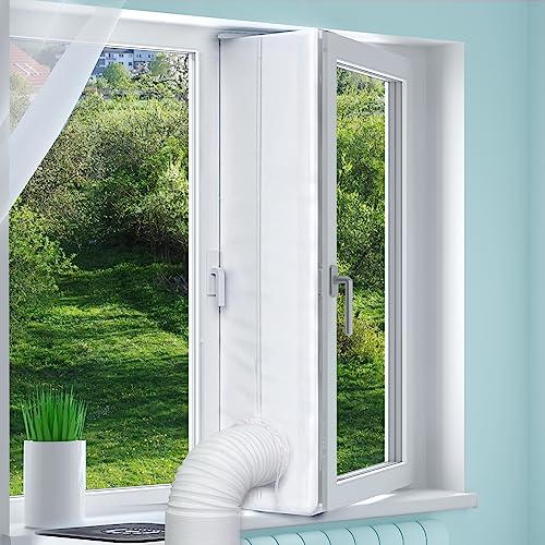 Loviga 500cm(197") Fensterabdichtung für Mobile Klimageräte und Trockner, 100% Abdichtung Wasserdicht Einfach zu Installieren für Flügelfenster/Kurbel aus/Markise/Oberlichter Fenster von Loviga