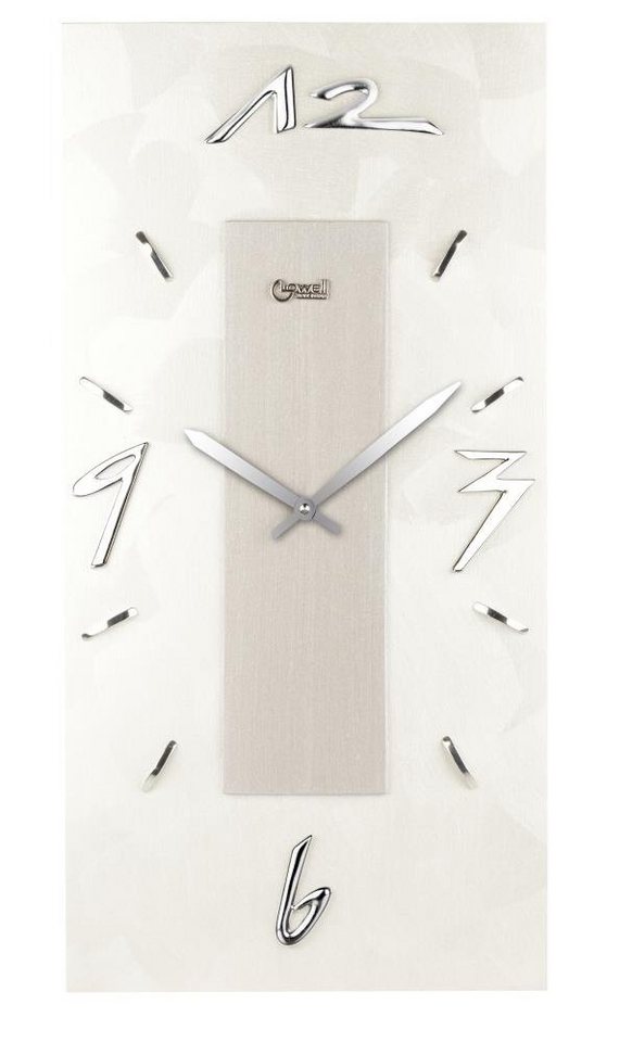 Lowell Wanduhr Uhr Holz lang 30x60 silberfarbig Lowell 11483 von Lowell