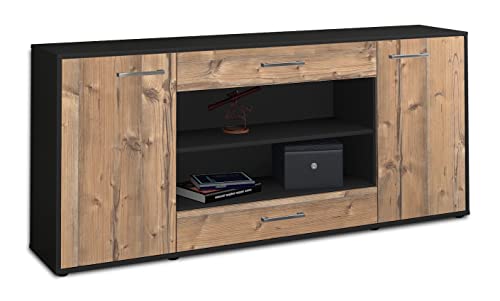 Lqliving Kommode Sideboard Feli, Korpus in anthrazit matt, Front im Holz-Design Pinie (180x79x35cm), inkl. Metall Griffen, Made in Germany von Lqliving