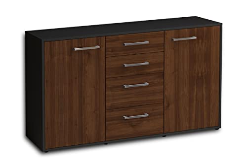 Lqliving Sideboard Donna, Korpus in anthrazit matt, Front im Holz-Design Walnuss (136x79x35cm), inkl. Metall Griffen, Made in Germany von Lqliving