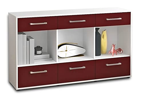 Lqliving Sideboard Efisia, Korpus in Weiss matt, Front im trendigem Rot/Bordeaux (136x79x35cm), inkl. Metall Griffen, Made in Germany von Lqliving