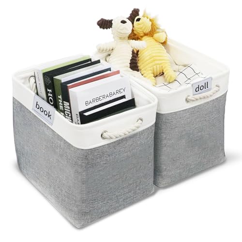 Lrocotanc 2er Set Aufbewahrungsbox Stoff 45x40x30 cm – Faltbare Aufbewahrungskörbe mit Seilgriffen – Große Regalkörbe für Kallax Regal Kleiderschrank Spielzeug Bücher Kleidung Kinderzimmer Grau Weiß Lrocotanc 2er Set Aufbewahrungsbox Stoff 45x40x30 cm – Faltbare Aufbewahrungskörbe mit Seilgriffen – Große Regalkörbe für Kallax Regal Kleiderschrank Spielzeug Bücher Kleidung Kinderzimmer Grau Weiß von Lrocotanc