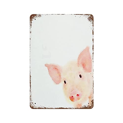 Lsjuee Blechschild aus Metall, Retro-Stil, Neuheit, Poster, Eisenmalerei, Schweinedruck, Blechschild, Schweinchen, Aquarellmalerei, Kinderzimmer, Wanddekoration, Größe 20,3 x 30,5 cm von Lsjuee