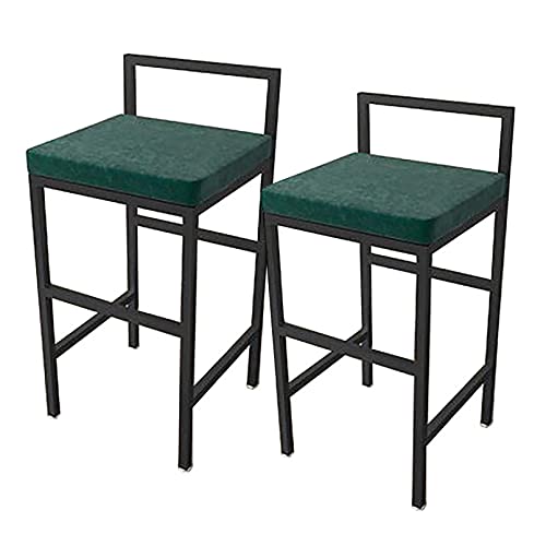 Lsoiup Barhocker im 2er-Set, Esszimmerstühle für die Küche, Moderne Beistellstühle, mit Samt gepolsterter Sitz und Schwarze Metallbeine, Sitzhöhe 45 cm, Grün von Lsoiup