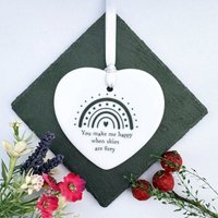 Personalisiertes Porzellan Herz, "You Make Me Happy' Zitat Geschenk, Hängende Dekoration, Liebe Familie Freund Geschenk von LuckandLuck