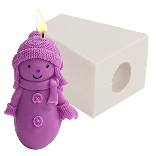 3D Weihnachten Schneemann Silikonform Kerzenform, Weihnachten Schneemann Gießform Fondant Kerzengießform DIY Silikonform Harz Figur Form Für Die Herstellung Von Kerzen, Kuchen Pralinen Fondant Backfor von Luckxing