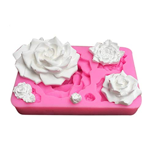 Gießform Rose Gießformen Kerzen-Form Aus Silikon Für Aroma Gips Seife Formen DIY Werkzeuge Süßigkeiten Kuchen Kalt Compact Handwerk Topf Handwerk Seifenform Silikon Kerze Formen Backen Schimmel von Luckxing