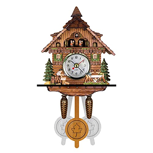 Schwarzwälder Kuckucksuhr aus Echtholz mit BatterieBetriebenem Quarzwerk mit Kuckuckruf und Musikspielwerk Traditionelle Schwarze Wald-Hölzerne Kuckucksuhr Handgefertigte Wanduhr für Familien, Kinder von Luckxing