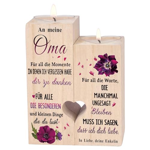 kerzenständer-Geschenke für oma - Wooden Heart-Shaped Candle Holde,Geburtstagsgeschenk für oma，Jubiläum, Kerze personalisiert（Geschenk der Enkelin an die oma） von Luckyyds