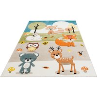 Lüttenhütt Kinderteppich "Wald", rechteckig, Kurzflor, Motiv Tiere, in Pastell-Farben, 3D-Design, Waldtiere von Lüttenhütt