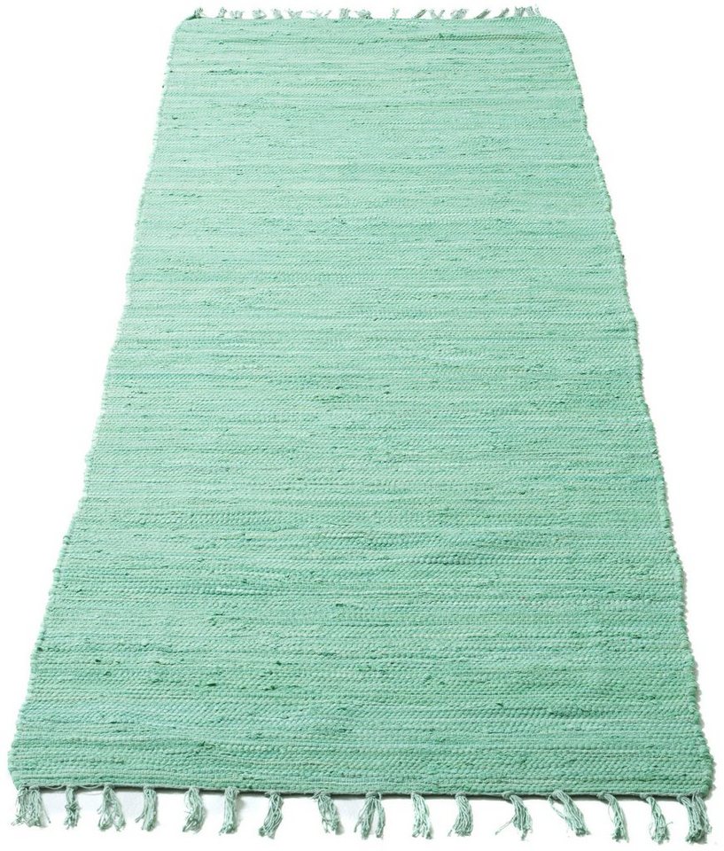 Läufer Paul, Lüttenhütt, rechteckig, Höhe: 5 mm, 100% Baumwolle, handgewebt, beidseitig verwendbar, mit Fransen von Lüttenhütt
