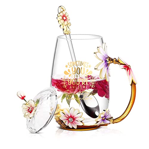 Luka Tech Blume Glas Tasse Tee Tasse, Geschenke für Frauen, Geburtstag,mama,Muttertag, Weihnachten, manchmal vergessen Sie, dass Sie Awesome Inspirational Dankesgeschenke für Frauen,Freundin von Luka Tech