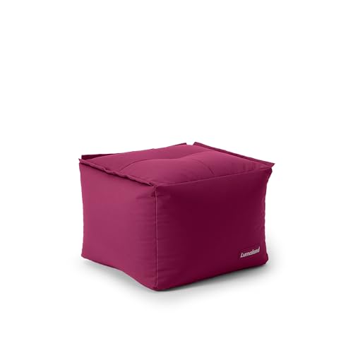 Lumaland Sitzsack-Lounge Modular Pouf | Individuell erweiterbarer & Leichter Hocker | Waschbare & Wasserfeste Sitzmöbel für Innenräume & Garten | Indoor & Outdoor | 54x54x54 cm [Rotwein] von Lumaland