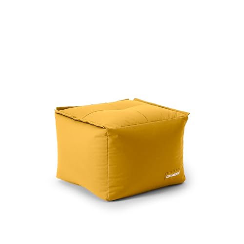 Lumaland Sitzsack-Lounge Modular Pouf | Individuell erweiterbarer & Leichter Hocker | Waschbare & Wasserfeste Sitzmöbel für Innenräume & Garten | Indoor & Outdoor | 54x54x54 cm [Senfgelb] von Lumaland