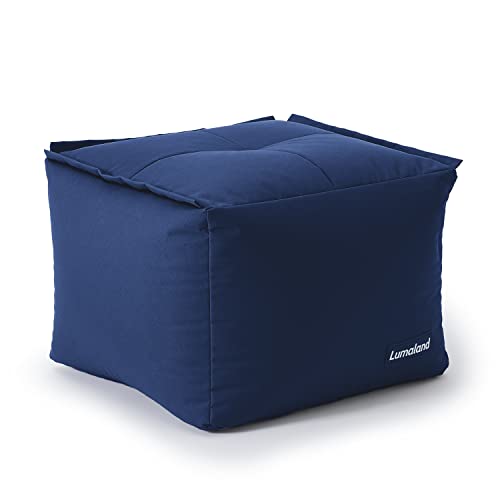 Lumaland Sitzsack-Lounge Modular Pouf | Individuell erweiterbarer & Leichter Hocker | Waschbare Sitzmöbel für Innenräume & Garten | Indoor & Outdoor Lounge Garnitur | 54x54x54 cm [Dunkelblau] von Lumaland