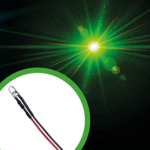 Lumetheus LED verkabelt 12 Volt 3mm Farbe grün verkabelte LEDs mit Kabel verlötet 12V Widerstand grüne Leuchtdioden von Lumetheus