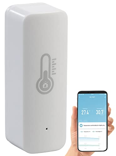 Luminea Home Control WLAN Thermometer: WLAN-Temperatur- & Luftfeuchtigkeits-Sensor mit App & Sprachsteuerung (Luftfeuchtigkeitssensor, Thermometer Elesion, Heizungsthermostat) von Luminea