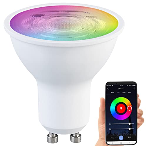 Luminea Home Control GU10 RGBW ZigBee: LED-Spot GU10, RGB-CCT, 4,8W (ersetzt 35W), 345 lm, ZigBee-kompatibel (ZigBee Lampen GU10, GU10 LED neutralweiß, Einbaustrahler) von Luminea