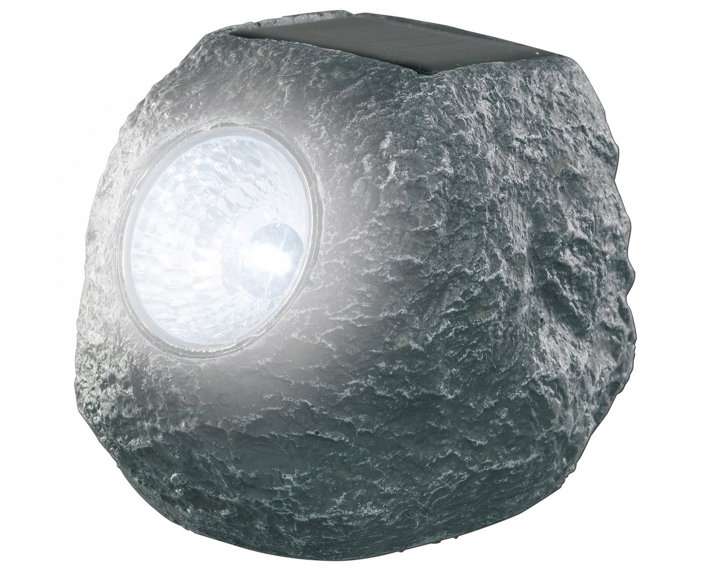 Lumineo LED Solarleuchte, Spot Solarleuchte Steinoptik Garten Keramik 12x10x10cm Grau von Lumineo