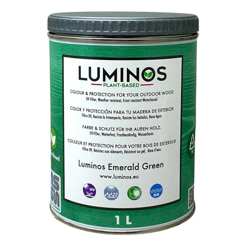 Luminos LUM1105- EMERALD GREEN - Biopolymer-Lasur auf Wasserbasis. Verwendung für Holz im Außenbereich - Grün Emerald 1L von Solrac