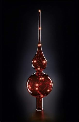 Lumix® Tree Topper Rot LED Glas Christbaumspitze 29cm Mundgeblasen mit Lichterkette Weihnachtsbaumschmuck Dekoration 1 Stück MADE IN GERMANY 76032 von Lumix