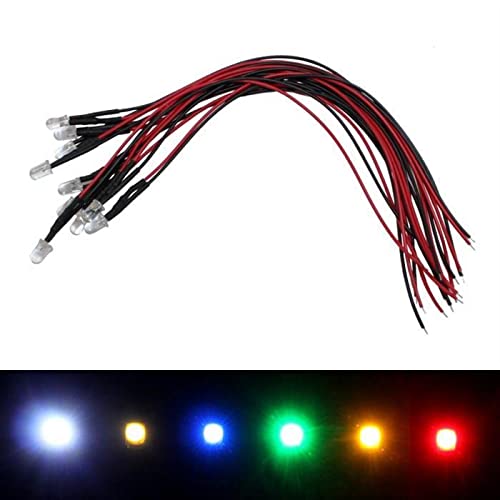 10x Superhelle LEDs 5mm Rot für 12V 20cm Kabel 3000…5000mcd 45° von Lumonic