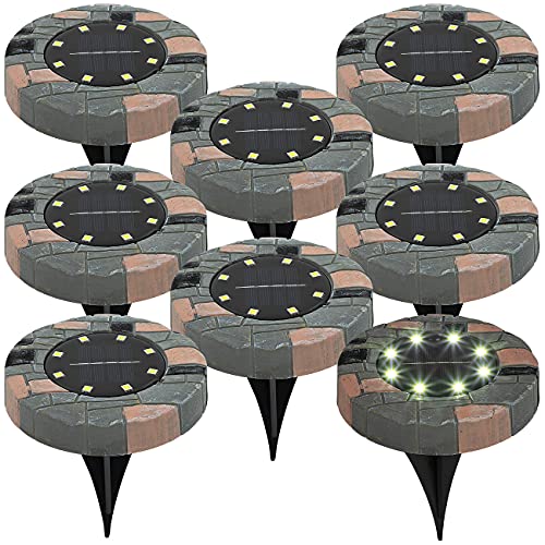 Lunartec Gartenleuchte: 8er-Set Solar-Akku-Bodenleuchten mit 8 LEDs, warmweiß, IP44 (Solar Bodenstrahler, Boden Solarlampe, LED Pflanzenlicht) von Lunartec