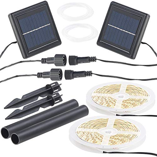 Lunartec LED Band Solar: 2er-Set Solar-LED-Streifen mit 180 warmweißen LEDs, wetterfest IP65 (LED Strip Solar, Solar LED Lichtband, Batterie Weihnachtsbeleuchtung) von Lunartec