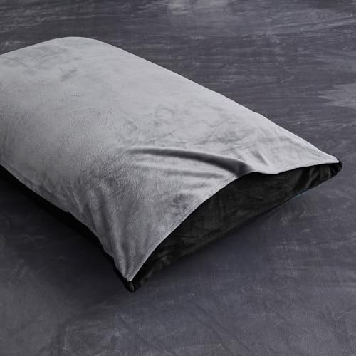 Luofanfei Warme Winter Kissenbezug 40x80 2er Schwarz Grau Samt Plüsch Flanell Fleece Flauschig Microfaser Kissenbezüge Set Uni Kissenhülle im Umschlagstil 2 Stück von Luofanfei