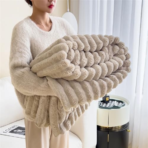 Luofanfei Wohndecke Beige Tagesdecke Schlafzimmer Sofaüberwurf Plüsch Fleece Decke Modern Natürlich Tiere Muster Sofa überwurf 180x200 cm von Luofanfei