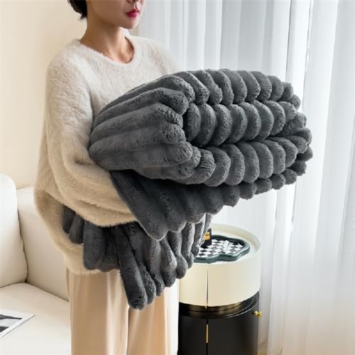 Luofanfei Wohndecke Grau Dunkelgrau Tagesdecke Schlafzimmer Plüsch Fleece Decke Sofaüberwurf Modern Natürlich Tiere Muster Sofa überwurf 180x200 cm von Luofanfei