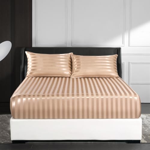 Satin Spannbettlaken 160x200 cm Boxspringbett Glanzsatin Gold Braun Glänzend Kühlende Luxus Muster Topper Bettlaken Glatt Seide Spannbetttücher Leintuch 160 x 200 Hohe Matratze bis 25-30 cm Satin Spannbettlaken 160x200 cm Boxspringbett Glanzsatin Gold Braun Glänzend Kühlende Luxus Muster Topper Bettlaken Glatt Seide Spannbetttücher Leintuch 160 x 200 Hohe Matratze bis 25-30 cm von Luofanfei