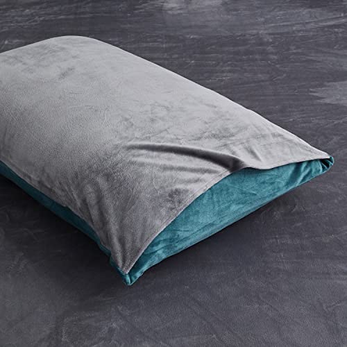 Luofanfei Warme Winter Kissenbezug 40x80 2er Plüsch Flanell Petrol Blau Grau Set Fleece Flauschig Microfaser Kissenbezüge Set Uni Kissenhülle im Umschlagstil 2 Stück von Luofanfei