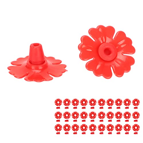 30 Set Kolibri-Futterspender-Blumen, Einzigartige Form, Langlebiges Material, Stabil und Langlebig, Passend für die Meisten Futterspender, (Rot) von Luqeeg