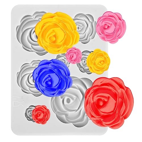 3D Silikonformen Rose Silikon Rosenblume Polymer Tonform Silikonform Blumen Rose für Seife Polymer Ton Bastelprojekt Hochzeit und Geburtstag Kuchendekoration Kerzengießformen aus Silikon von Lusofie