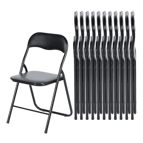 LuxNook 12 Stück PVC Klappstuhl klappstuhl mit Polster Starker Metallrahmen Campingstuhl Faltbarer Stuhl Bürostuhl Platzsparender Schreibtischstuhl für Gast, 150kg belastbar von LuxNook