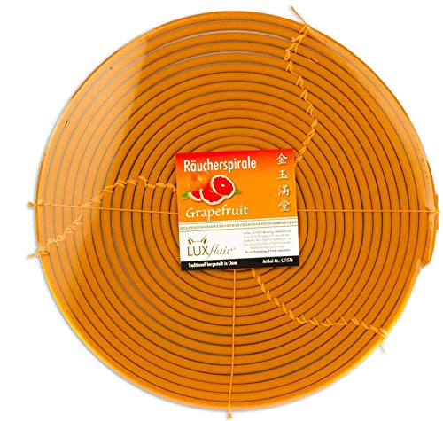 Luxflair 72 Std/3 Tag Räucherspirale mit Grapefruit-Duft für Draußen, Ø330mm, Alternative zum Räucherstäbchen, Kerze, ideal zum Wohlfühlen von Luxflair